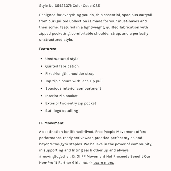 NWT Coral FP Movement Quilted Carryall - Picture 5 of 7